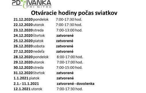 Otváracie hodiny v predajni bitúnok počas sviatkov.